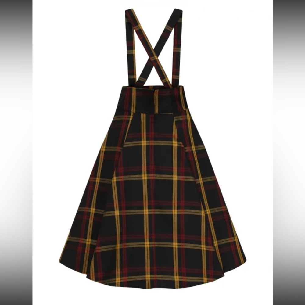 Collectif NWT Alexa Giles Plaid Swing Skirt with suspenders